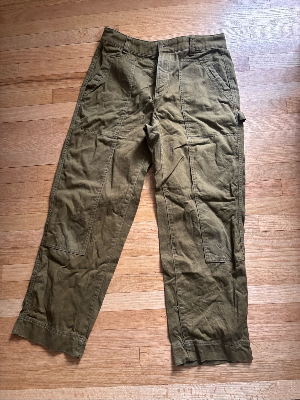 High Rise Straight Pants - Olive